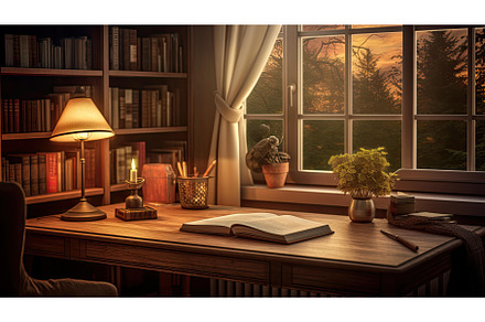 lamp cozy study ai generated, a School & Education Photo by pikepicture