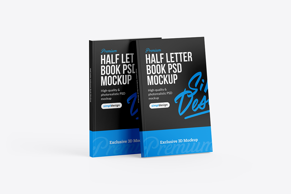 Half Letter Soft Cover Book Mockup, a Books & Magazine Mockup by SimplDesign (Photo 9 of 13)