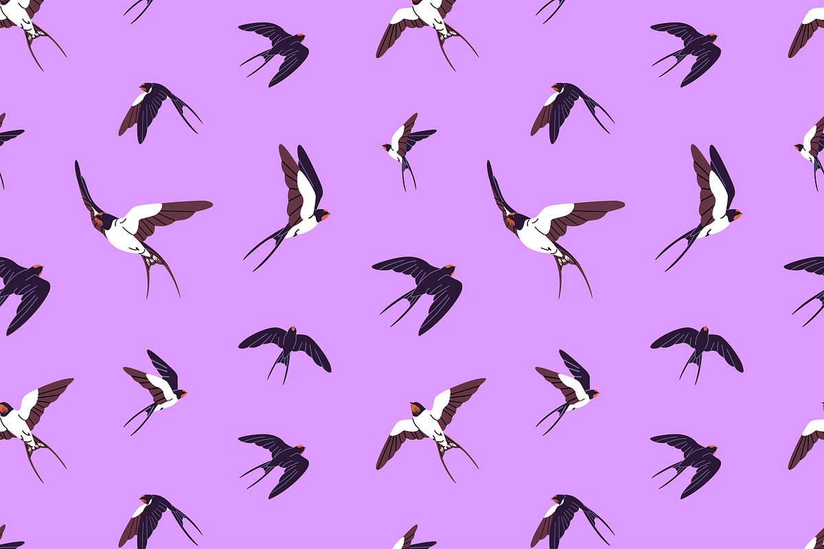 Birds fly in sky, seamless patterns, an Animal Illustration by PaperTrident (Photo 13 of 16)