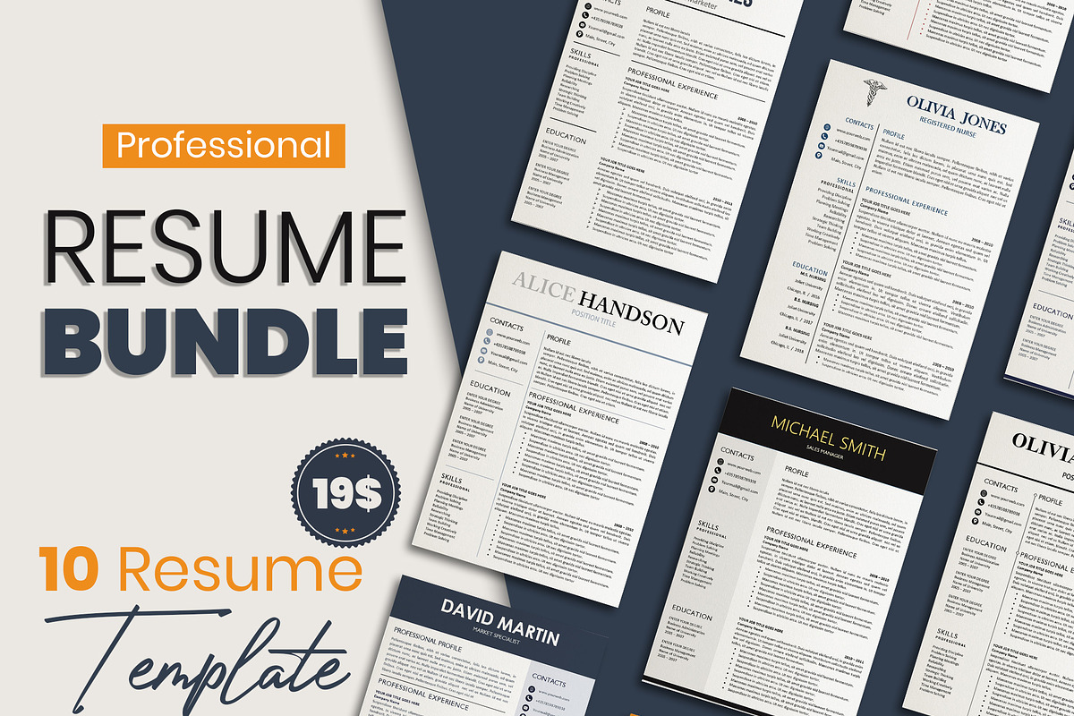Professional Resume/ CV Bundle, a Resume Template by Wow Designs (Photo 1 of 21)