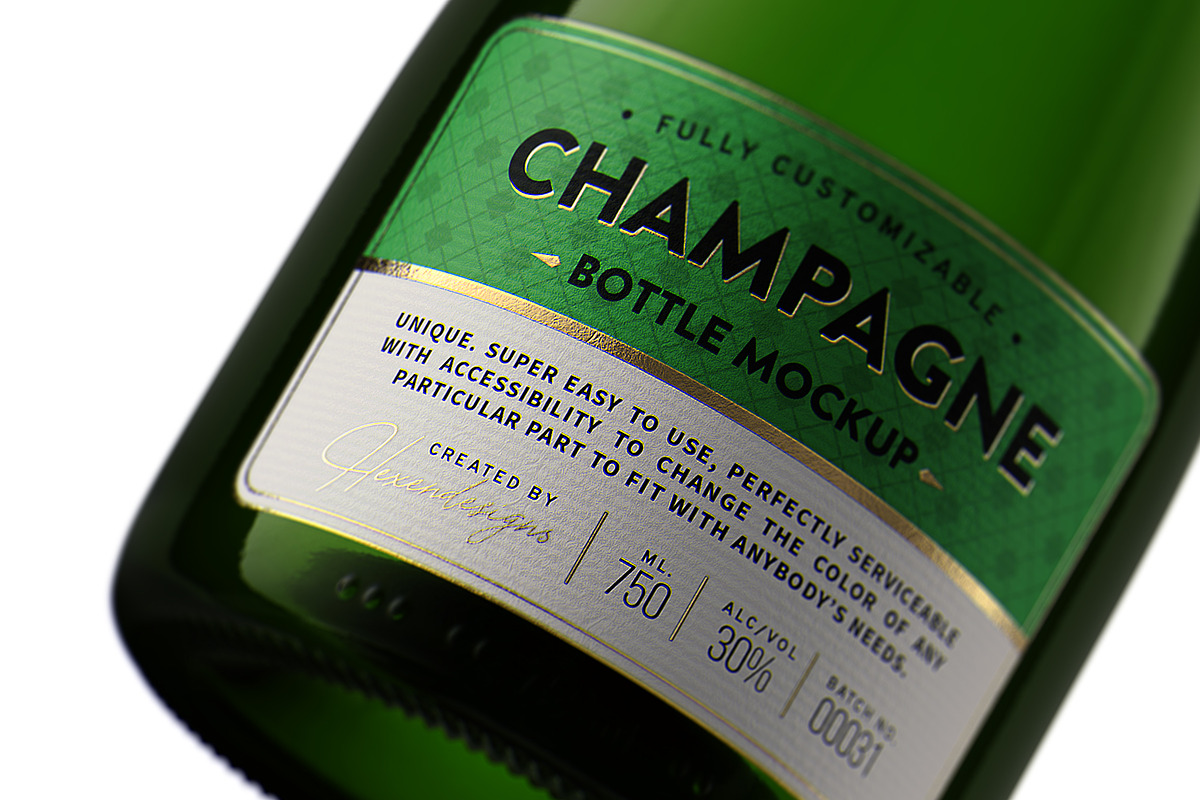 Champagne Bottle Mockup V2, an Advertising Mockup by HexenDesigns (Photo 12 of 12)