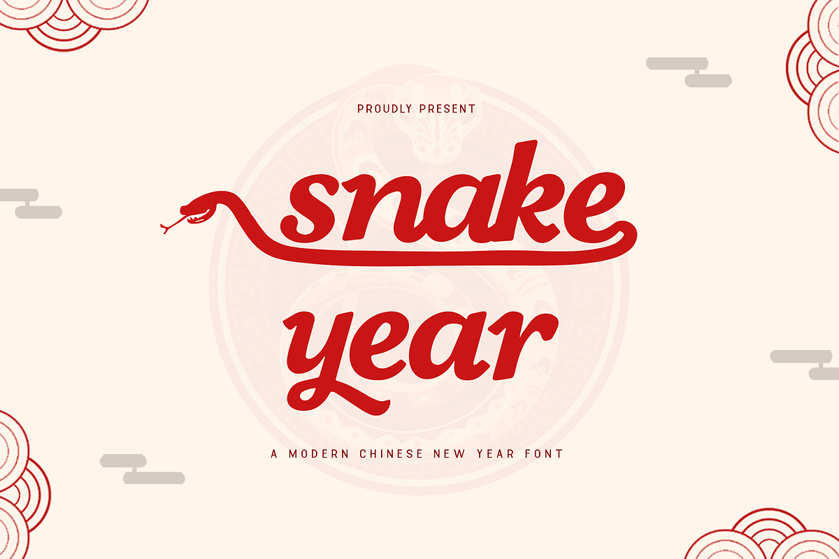 Snake Year - Modern Chinese New Font, a Sans Serif Font by overlaytemplates (Photo 1 of 5)