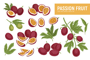 Exotic passion fruit, hand-drawn set, a Food Illustration by Good Studio
