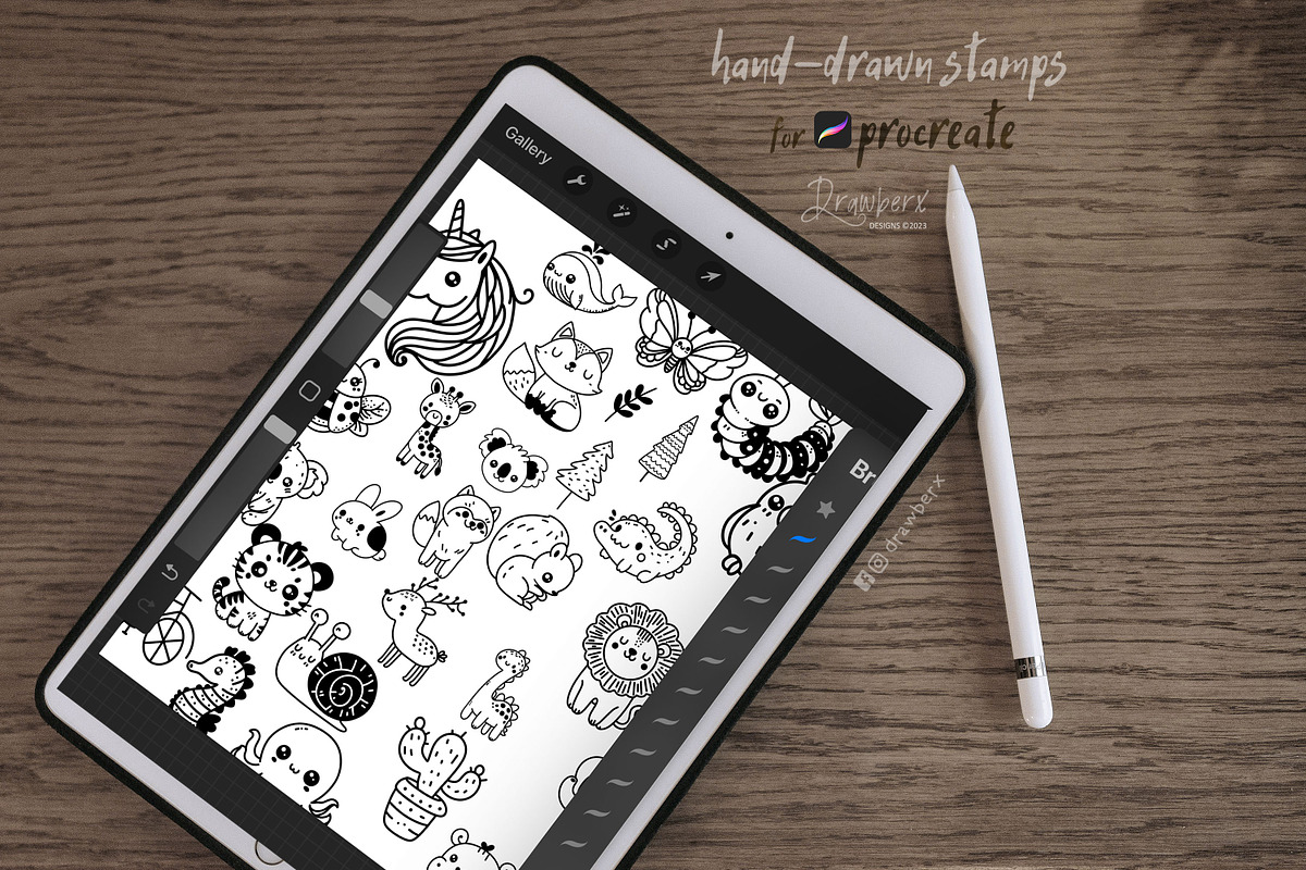 Animal Doodles Procreate stamps 019, a Brush Add-On by Drawberx (Photo 6 of 6)