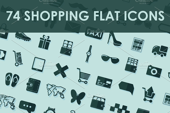 74 Shopping Flat Icons