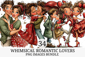 Whimsical Romantic Lovers Clipart, an Illustration by Craft Nest