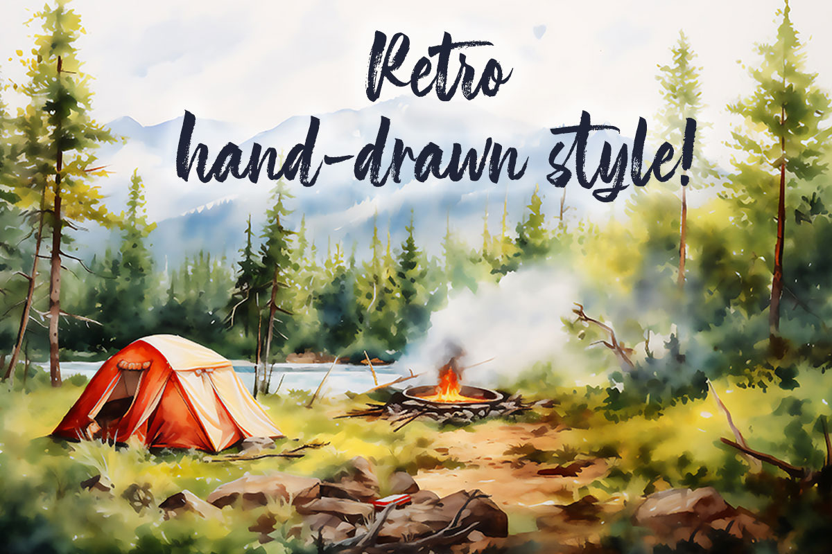 CAMPING WATERCOLOR LANDSCAPES, a Background Graphic by CrittersHub (Photo 4 of 4)