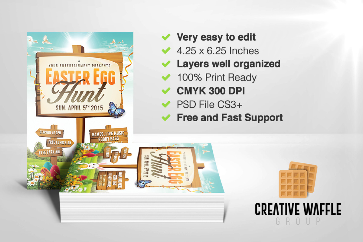 Easter Egg Hunt 2 - Flyer Template, a Flyer Template by Creative Waffle (Photo 4 of 5)