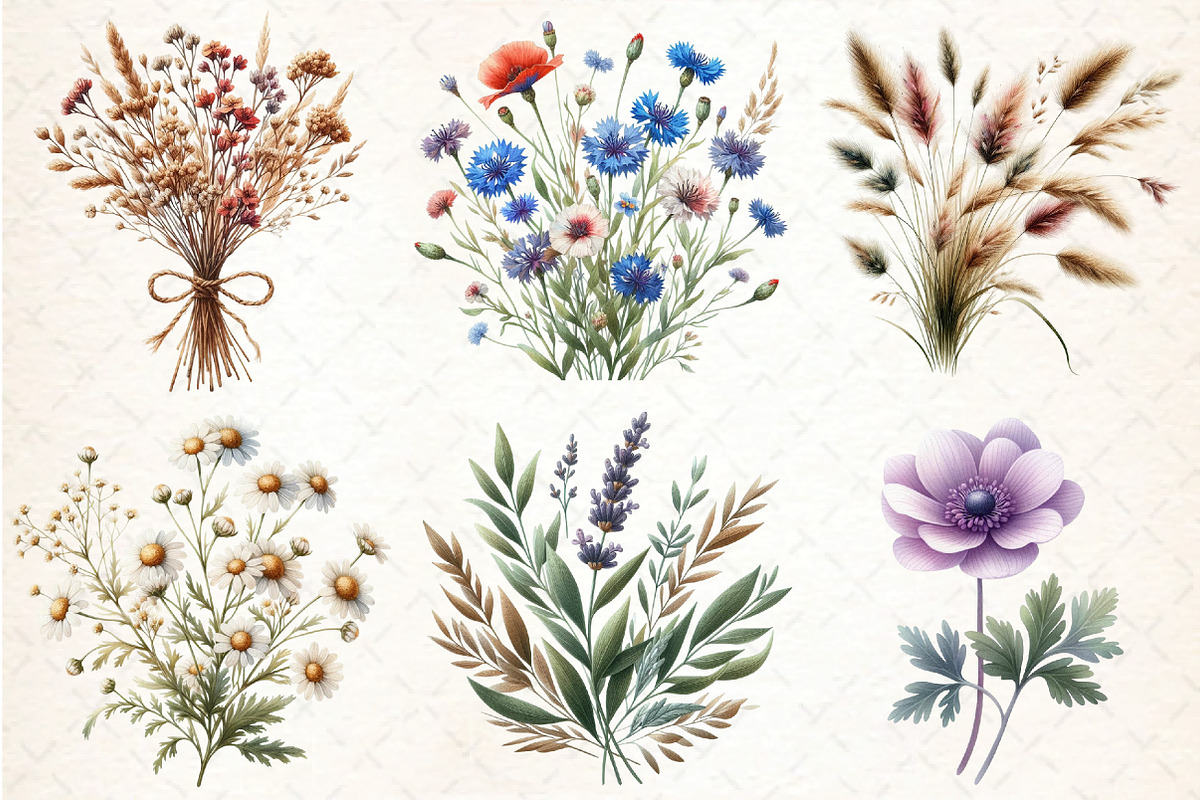 Watercolor Botanical Forest Wildflow, an Illustration by DreamCafeArt (Photo 3 of 7)