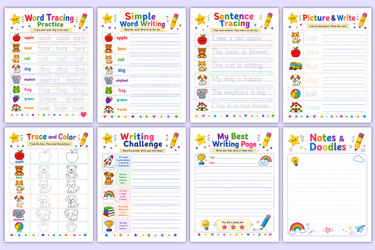Early Writing Practice Book | school, a Stationery Template by Mustafiz (Photo 5 of 5)