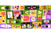 Back to school backgrounds, stickers, an Education Illustration by PaperTrident (Thumbnail 1 of 5)