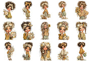 Floral Girl PNG Clipart Set, an Illustration by OK Design (Thumbnail 3 of 6)