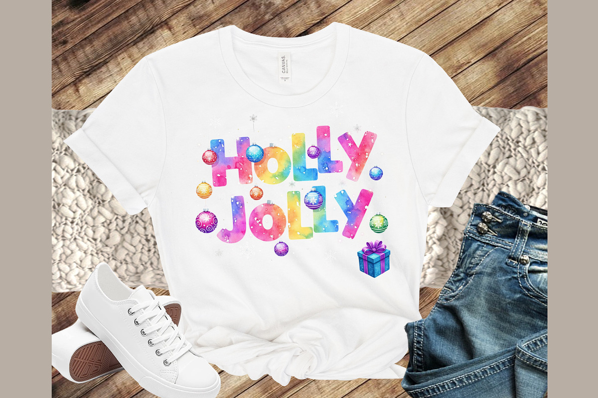 Colorful Glitter Holly Jolly Png, an Illustration by Sublimation Artist (Photo 7 of 9)