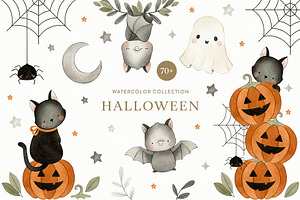 Watercolor Cute Halloween Set, a Decorative Illustration by Carol Lozove