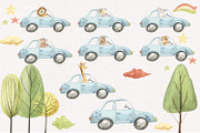 Animals in the car, an Illustration by Love Watercolor Store (Thumbnail 8 of 15)