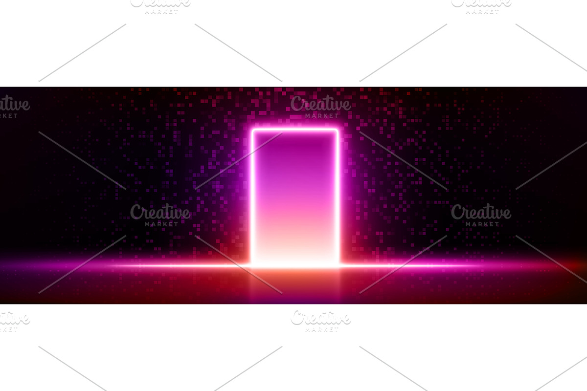 Futuristic digital door, glowing red, a Technology Illustration by art PVP - market