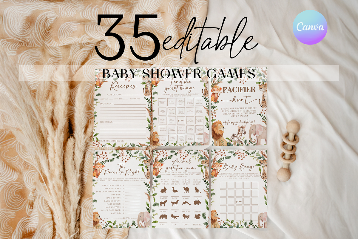 Boho Safari Animal Baby Shower Games, a Templates & Theme by VeliusCreativeStudio (Photo 1 of 5)