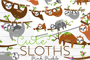 Cute Sloth Clipart and Vectors