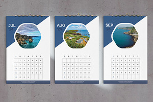 Blue Sea Wall Calendar 2024 Template