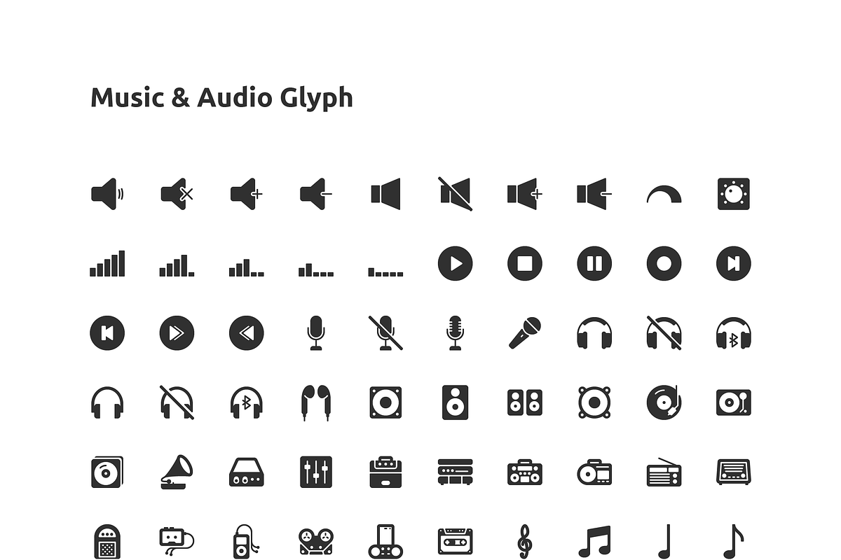 65 Music & Audio Vector Glyph Icon, a Solid Icon by Those Icons (Photo 2 of 2)