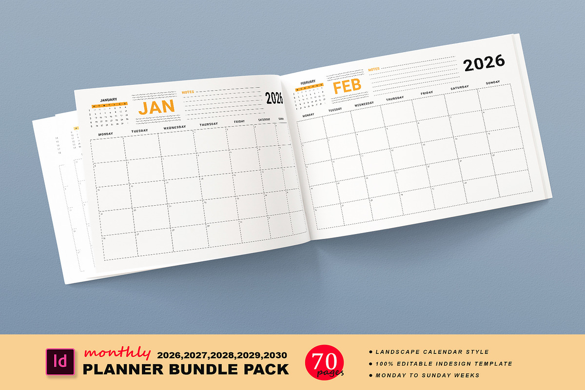 Monthly Planner Bundle 2026-2030, a Stationery Template by Design Zone (Photo 1 of 8)
