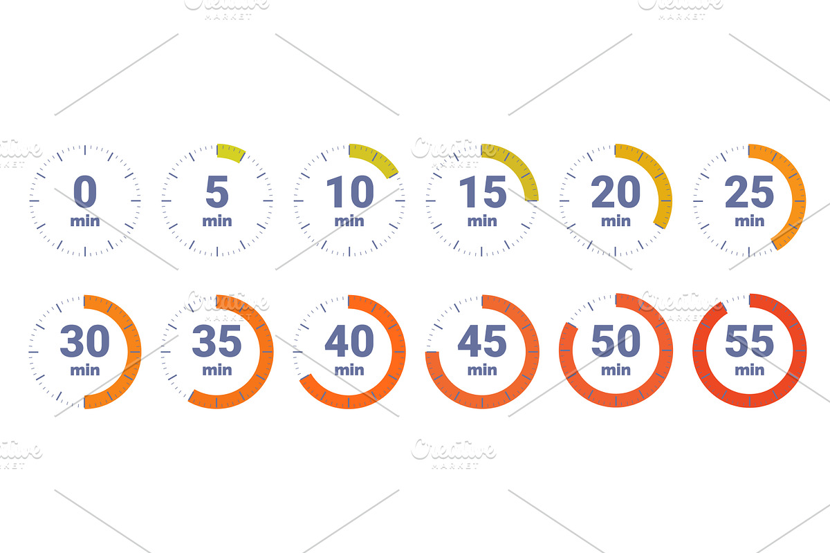 Chronometer icons. Simple timers, an Illustration by Valerie Bodnar