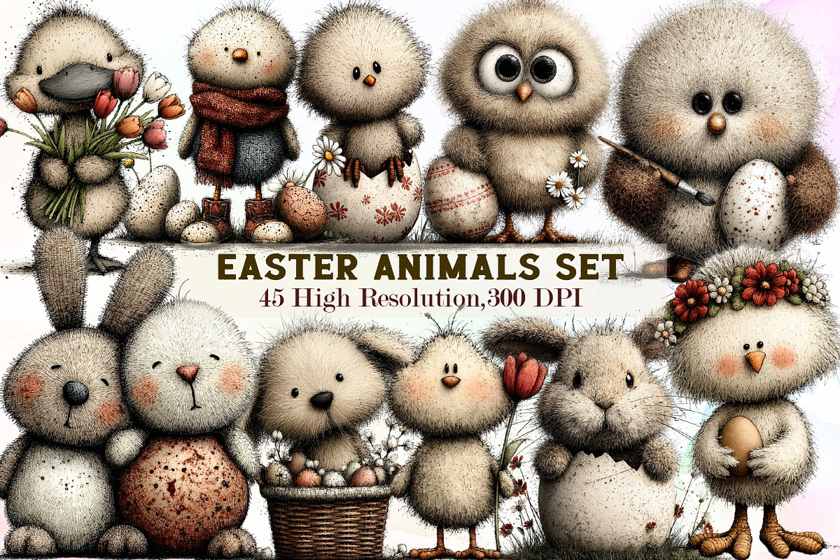 Watercolor Easter Animals Clipart, an Illustration by Sublimation Artist (Photo 1 of 7)
