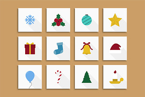 Christmas flat icons, symbols, cards, an Object Graphic by ExpressShop