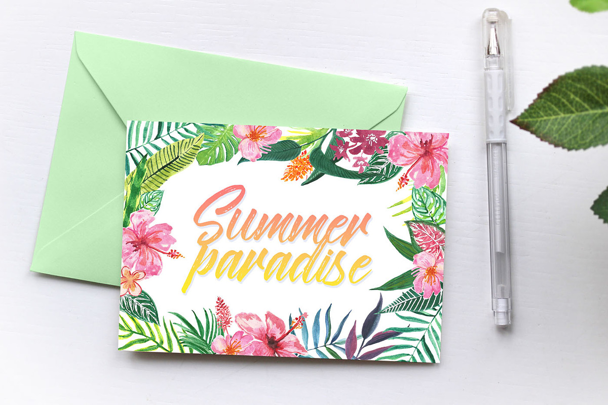 The Tropical Vibe! Summer Watercolor, a Texture Illustration by clairedelune (Photo 6 of 6)