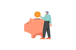 Bank deposit concept, vector flat, a Person Illustration by Sky Pics Studio