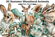Summer Woodland Animals Clipart, an Illustration by Black Bird Studio (Thumbnail 1 of 5)