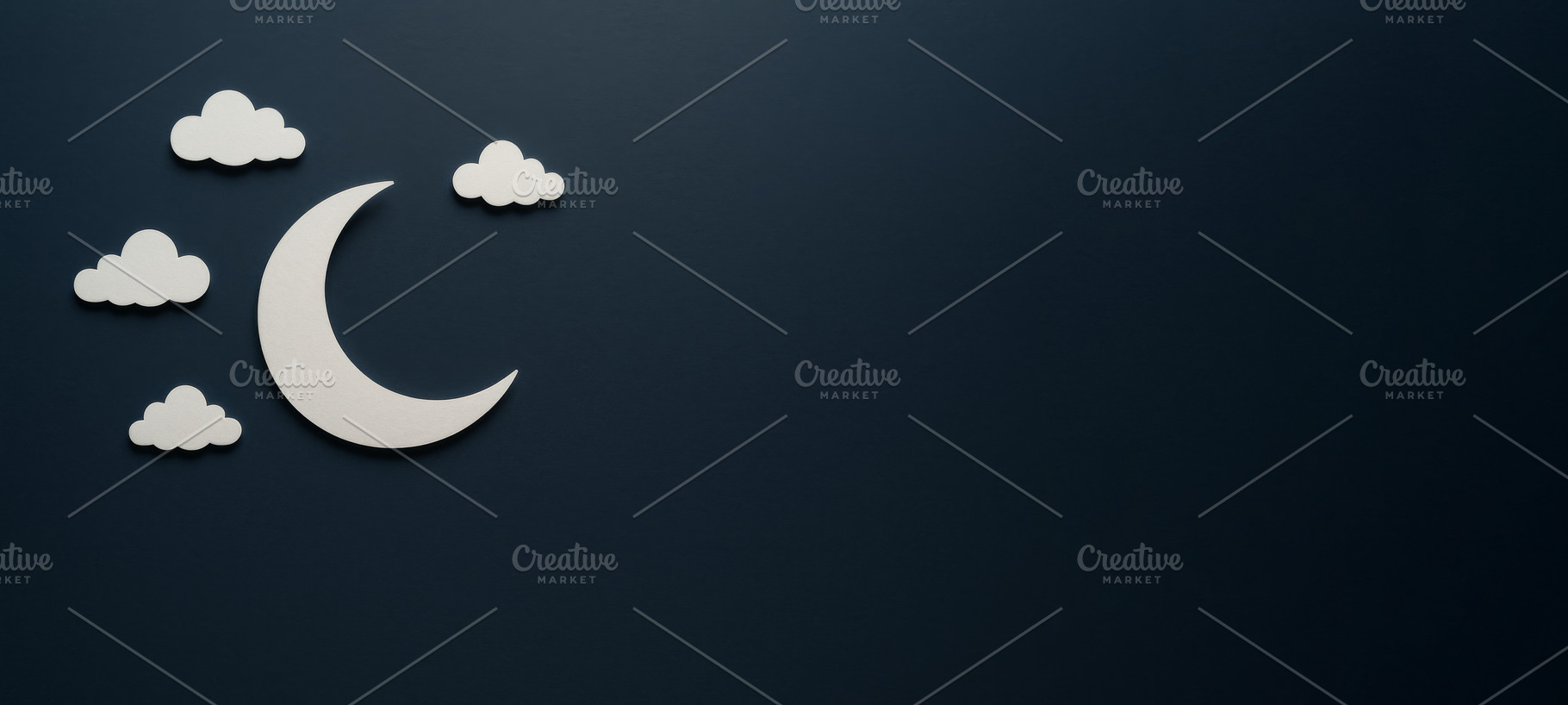 Crescent moon and clouds on dark blu, a Photo by Dvoevnore photos