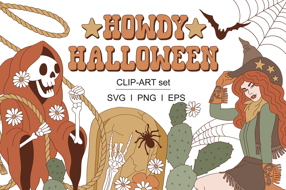 Western Howdy Halloween clipart set, an Object Graphic by @olga.angelloz (Photo 1 of 2)