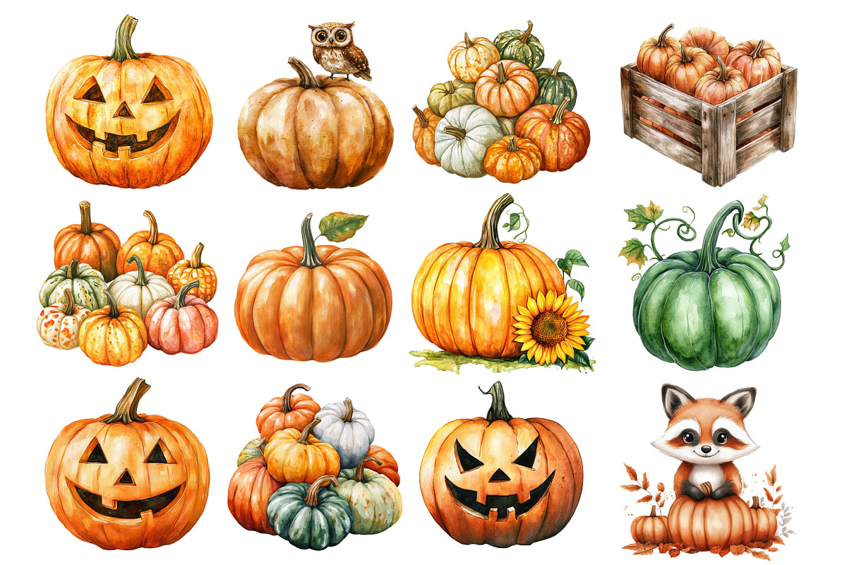 Pumpkin Patch Clipart PNG, an Illustration by SinaCreation (Photo 2 of 4)