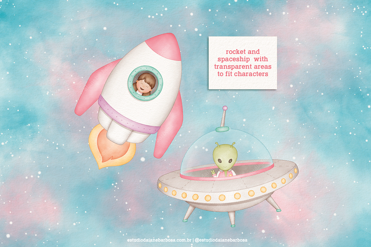 Space Trip (Candy) - Cliparts Set, an Illustration by Estudio Daiane Barbosa (Photo 9 of 10)