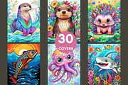 Ocean Animals Coloring Page for Kids, a Brochure Template by LA Design (Thumbnail 2 of 10)