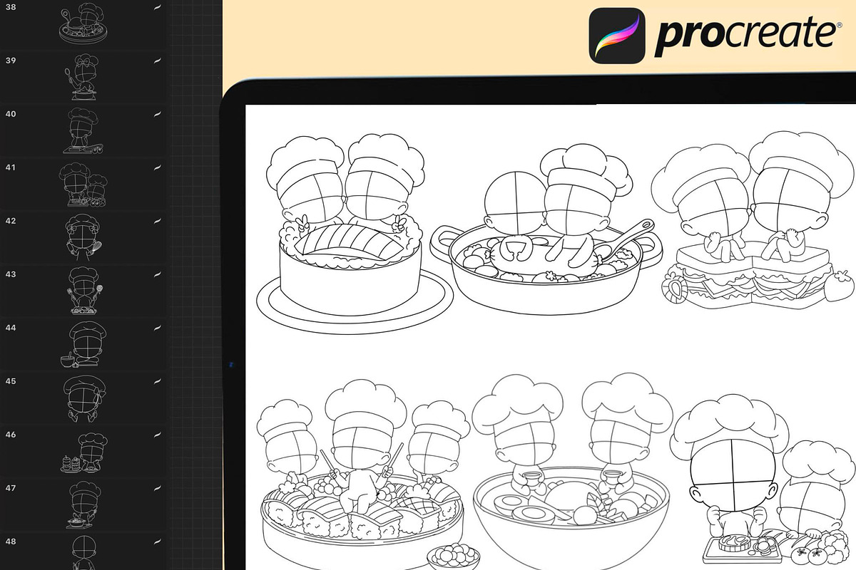 Procreate Chibi Cooking Poses Stamps preview 3