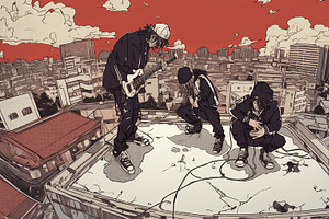 Animated Rooftop Rap Performance By Three Hip-hop Artists