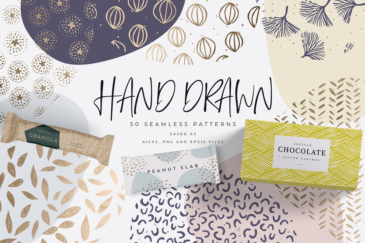 Hand Drawn Seamless Patterns 1, a Pattern Graphic by 7th Avenue Designs (Photo 1 of 4)