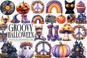 Groovy Halloween Clipart, an Illustration by Designworld