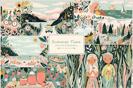 Summer- 395 AI illustrations, a Seasonal Illustration by Pandateam
