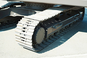 Chains of a bulldozer to move. Industrial.