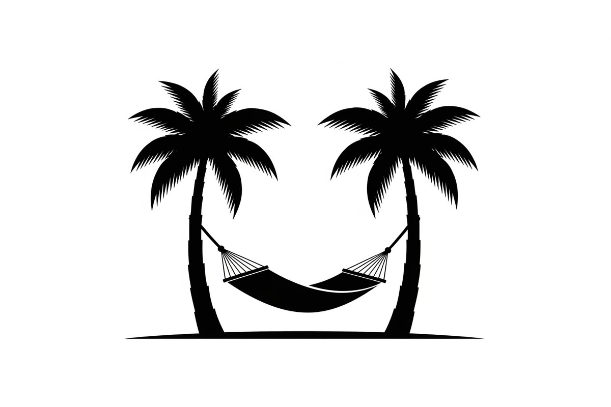 Palm Tree Hammock Silhouette Bundle, an Object Graphic by jahid234 (Photo 13 of 30)