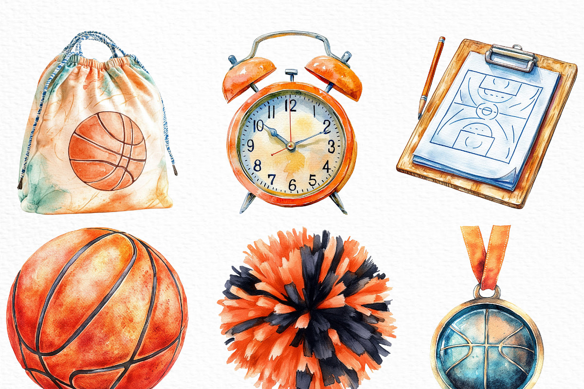 Watercolor Basketball Clipart Bundle, an Illustration by Craft Nest (Photo 5 of 6)