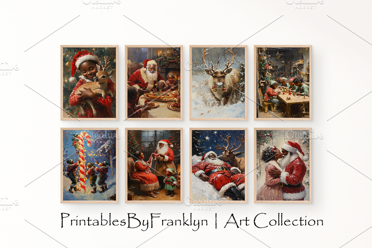 Vintage Black Christmas Wall Art, an Illustration by PrintablesByFranklyn (Photo 3 of 8)