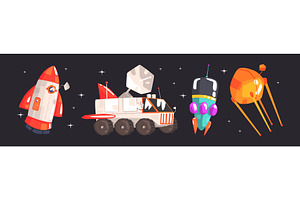 Space Exploration With Rocket, Car