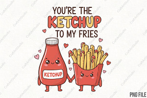Ketchup to My Fries Funny Valentine, an Illustration by CraftArtStudio