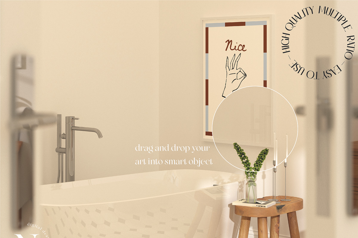 Boho Bathroom Frame Mockup Bundle, a Product Mockup by N digital designs (Photo 2 of 7)