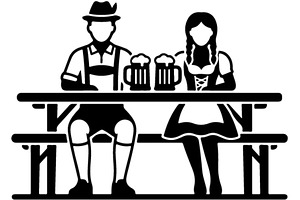 Oktoberfest Beer Table Silhouette, an Object Graphic by Gfx_Store