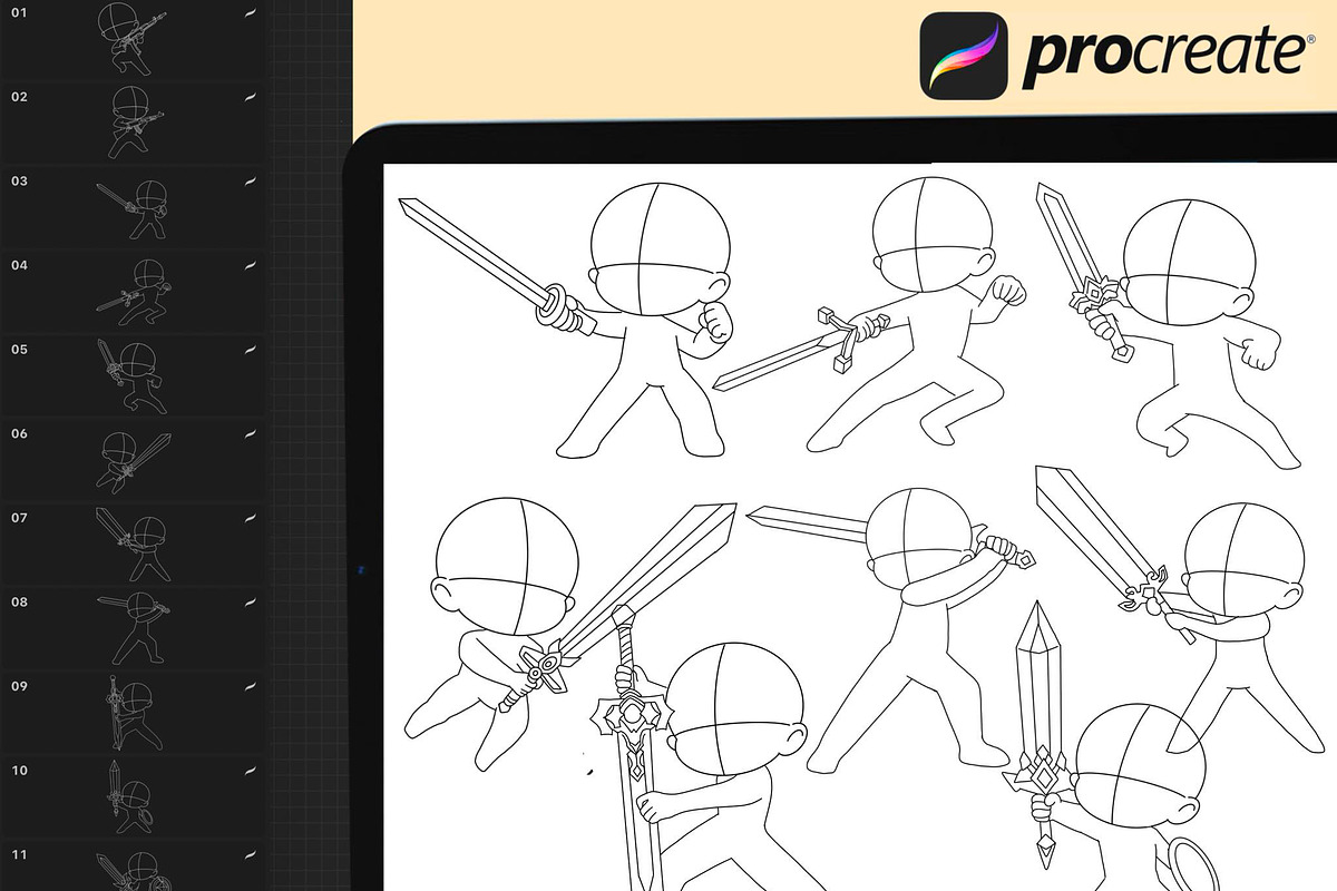 50 Chibi Procreate fighting Stamps, a Brush Add-On by DrawingStoryShop (Photo 3 of 6)